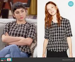 Mandy S Tweed Houndstooth Top On Last Man Standing Outfit Details Https Wornontv Net 64059 Lastmanstandin Tops Mandy Last Man Standing Last Man Standing