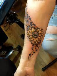 Sunflower And Leopard Leopard Tattoos Leopard Print Tattoos Sunflower Tattoos