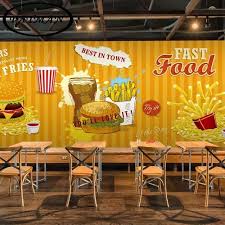 Personalizado 3d Foto Papel De Parede 3d Hamburgo Tema Papel De Parede Fast Food Res Decoracao De Lanchonete Decoracao De Restaurante Interiores De Restaurante