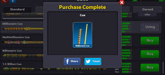 There is currently 54 standard cues available, 60 country cues available and 32 premium cues available. Got My Millionaire Cue 8ballpool