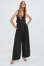 Zara Trf Flowing Jumpsuit With Bow Modestil Hochzeit Overall Overall Damen