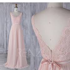 Bridesmaid Dress Peach Chiffon Dress Hochzeitstress Illusion Lace V Back Party Dress Mit Sash Sleeveless Peach Bridesmaid Dresses Chiffon Dress Illusion Dress