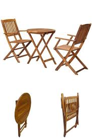 Folding Dining Bistro Set Wooden 3 Piece Patio Garden Round Table 2 Armchairs Bistro Set Indoor Outdoor Furniture Garden Table And Chairs