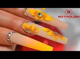 Black nails purple nails disney acrylic nails beach nail designs daisy nails. How To Do 3d Sunflower Nail Tutorial I Acrylic Coffin Shape I Notpolish Art Design I 2020 Trend Youtube