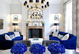 White And Royal Blue Transitional Living Room Deco Blue Living Room Decor Blue Living Room Gold Living Room