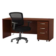 Letourneaukeller Bush Business Furniture Series C Elite 72w X 30d Office Desk With Mobile File Cabinet And Mid Back Executive Chair