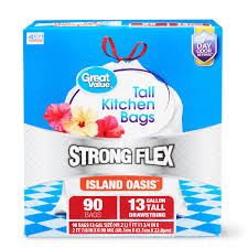 We did not find results for: 10 18 Great Value Strong Flex Tall Kitchen Drawstring Trash Bags Island Oasis 13 Gallon 90 Count Grocery Kitchen Bag Oasis
