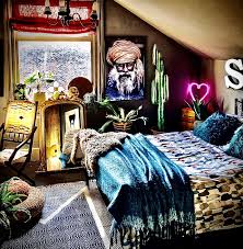 Bring some fun into your work day with a pop of colour and vibrancy. The Bohemian Dark Inviting Home Of Nadia Martini The Interior Editor Eclectic Bedroom Funky Home Decor Inviting Home