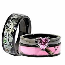 Black And Pink Rings For Her His Her Black Pink Titanium Camo Heart Stainless Steel Engagement Wedding Rings Ebay Camo Wedding Rings Sets Camo Wedding Rings Titanium Wedding Rings