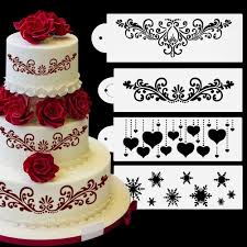Wedding floral lace pattern vector. 4 Patterns Flower Emboss Lace Fondant Cake Stencil Mould Border Side Decor Icing Sugarcraft Buy From 0 98 On Joom E Commerce Platform