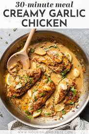 Creamy Garlic Chicken With Thyme Recipe Creamy Garlic Chicken Creamy Garlic Chicken Recipes Chicken Dinner Recipes