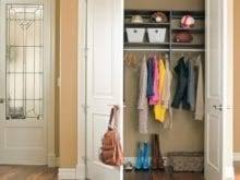 The amazing jenny is back again today to show how she completely transformed and upgraded her hall closet storage — so many smart organizing ideas in just one closet! Entryway Storage Cabinets Organization Ideas California Closets