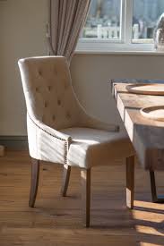 Set of 4 dinning chairs scandinavian retro industrial style vintage pu armless upholstered seat dining kitchen chair with metal black leg. Cream Upholstered Fabric Dining Chair Studded