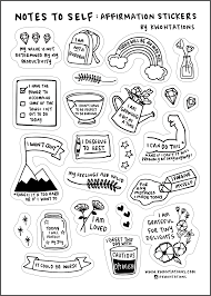 Affirmation Sticker Sheet Seni Buku Desain Stiker Pola Doodle