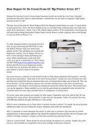 Hp printer does not recognize refilled ink cartridges is a common refrain some several when we put a new cartridge in and the printer says 'not recognized', or the cartridge is empty and won't print. How Repair Or Be Freed From Of Hp Printer Error 49 By Cloudtechgreat Issuu