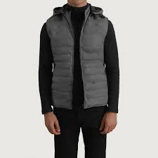 The Jacket Maker Men’s Carlo Grey Hooded Puffer Vest