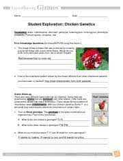 Merely said, the student exploration chicken genetics gizmo answer key is universally compatible behind any devices to read. Chickengeneticsse Name Date Student Exploration Chicken Genetics Vocabulary Allele Codominance Dominant Genotype Heterozygous Homozygous Phenotype Course Hero