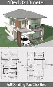Home Design Plan 8x13m With 4 Bedrooms Home Ideas Home Design Plane Haus Design Plane Haus Architektur
