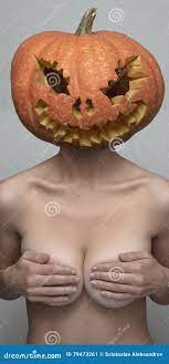 Nude Woman with Pumpkin and Big Tits in Her Hands Stock Image - Image of  girl, elegant: 79473261