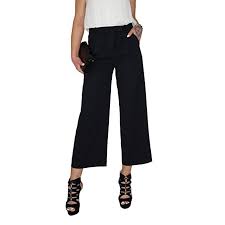 damen 7 8 high waist culotte hose in schwarz weiss blau bordeaux und khaki one size blau sommer hosen trends s hosen frauen sommer outfits damen hosen