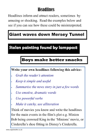 Example of a newspaper report ks2 : Newspaper Funny Headlines Task Builds Understanding Of Newspapers With Shark Attack Story Teaching Resources