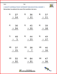 First we place numbers on top of one another so that the larger number in on top. 2 Digit Subtraction Without Regrouping Worksheets