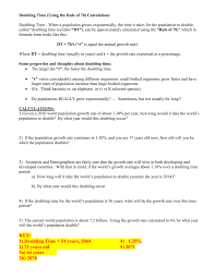 So the doubling time of the rabbit population is 5 years. Apes Doubling Time Using The Rule Of 70 Calculations