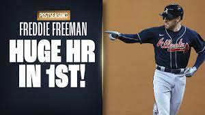 Braves Freddie Freeman Crushes 1st Inning Home Run With Wife And Son In Crowd Nlcs Game 1 Youtube Braves Homerun Freeman
