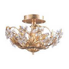 Semi flush ceiling lights flush mount lighting flush mount ceiling ceiling light fixtures home lighting lighting design lighting ideas hallway lighting light fittings. Crystal Flowers 12 Wide Antique Gold Ceiling Light Fixture Style 92676 Gold Ceiling Light Flush Lighting Gold Ceiling