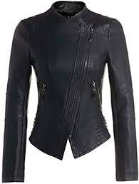 Lentta Women S Casual Slim Fit Slanted Zip Up Solid Faux Pu Leather Moto Jacket Large Rose At Amazon Leather Jackets Women Faux Leather Jacket Women Jackets