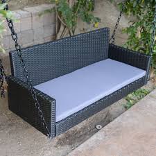 53 Black Wicker Porch Swing Outdoor Garden Furniture Patio Hanging Bench Hammock Backyard Chair