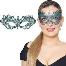 Máscara de baile de máscaras feminina de renda para baile de máscaras,  baile, festa veneziana, carnaval, dia das bruxas, Ana Teal I, tamanho nico 