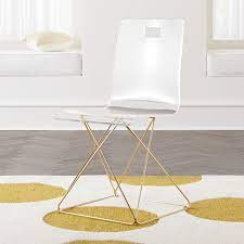 Flash furniture low back designer armless white ribbed swivel task office chair. Kids Now You See It Acrylic Desk Chair With Gold Base Reviews Crate And Barrel