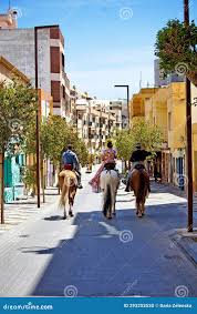 Horseback Riding during the Feast of Saint Marcus in El Ejido Stock Photo