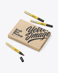Box and packaging mockups take a prominent place in a product creator's toolbox. Matte Box With Marker Pens Mockup In Packaging Mockups On Yellow Images Object Mockups