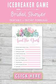 Bridal Shower Icebreaker Game Printable Bridal Shower Printables Bridal Shower Games Wedding Shower Games