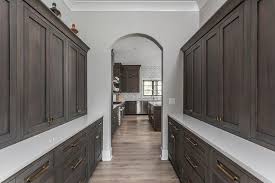 If your kitchen cabinets are in good shape but could use a facelift, you can transform them by opting for a staining project. Espresso Stained Shaker Cabinets With Brass Hardware Transitional Kitchen