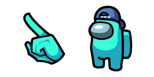 Among Us Cyan Character In Backwards Cap Among Us Cyan Among Us Cyan Character Custom Cursor