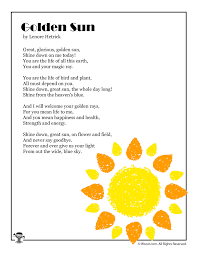 Golden Sun Poem About Summer Woo Jr Kids Activities Summer Poems Sun Poem Kids Poems