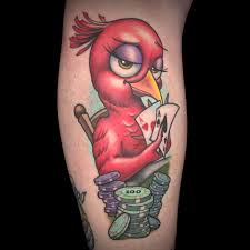 Gambling Bird Tattoo By Dani Ryan New School Tattoo Tattoos Ink Tattoo