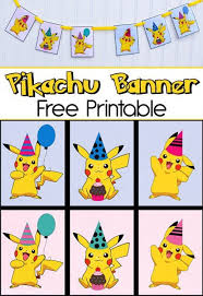 Pikachu Party Banner Free Printable Download Throwing A Pokemon Party Print Out These Free Pikachu Par Kindergeburtstag Tischdeko Pokemon Pokemon Geburtstag