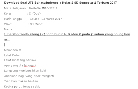 Berikut ini adalah contoh latihan soal uts bahasa indonesia kelas 5 semester 2 tahun ajaran 2017/2018. Download Soal Uts Bahasa Indonesia Kelas 2 Sd Semester 2 Terbaru 2020 Idn Paperplane