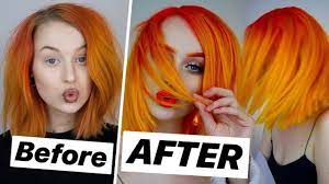 But, if you want to go even more daring, go for curls and blonde ombre hair, do i need to say more? Hair Makeover At Home Bright Yellow Orange Ombre Evelina Forsell Youtube