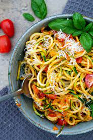 The final batter should look like. Low Carb Zucchini Spaghetti Mit Frischkase Ajvar Und Tomaten