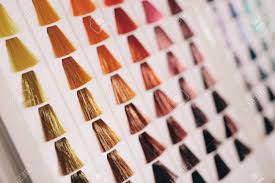Closeup Of Hair Samples With Different Color Shades On A Card