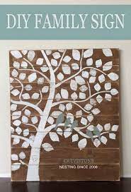Rustic Wood Family Tree Sign Diy Leaves Tree Art Wall Decor Birds Fast Easy Nesting Farmhouse Style Distressed F Family Tree Art Diy Signs Family Tree Painting