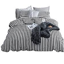 Black And White Striped Duvet Cover Queen Karever Duvet Cover Set Bedding Sets Black And White Ticking Striped Full Queen Size Cotton Soft 3 Piece Pillowcas Duvet Cover Sets Kids Room Bed White Bed Set