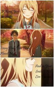 In Your Smile I Will Live Forever Your Lie In April Your Lie In April Best Romance Anime Anime Love Quotes