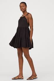Wijde Volantjurk Zwart Dames H M Be Short A Line Dress Tiered Dress A Line Dress