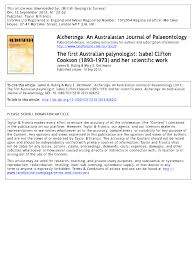 Serving to the wholesale, catering and the restaurant sector, covering the . Pdf The First Australian Palynologist Isabel Clifton Cookson 1893 1973 And Her Scientific Work